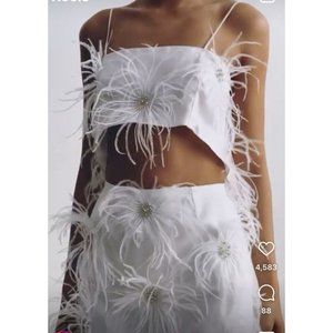 MadebyILA Marlee Set White Skirt Top Silk Feather